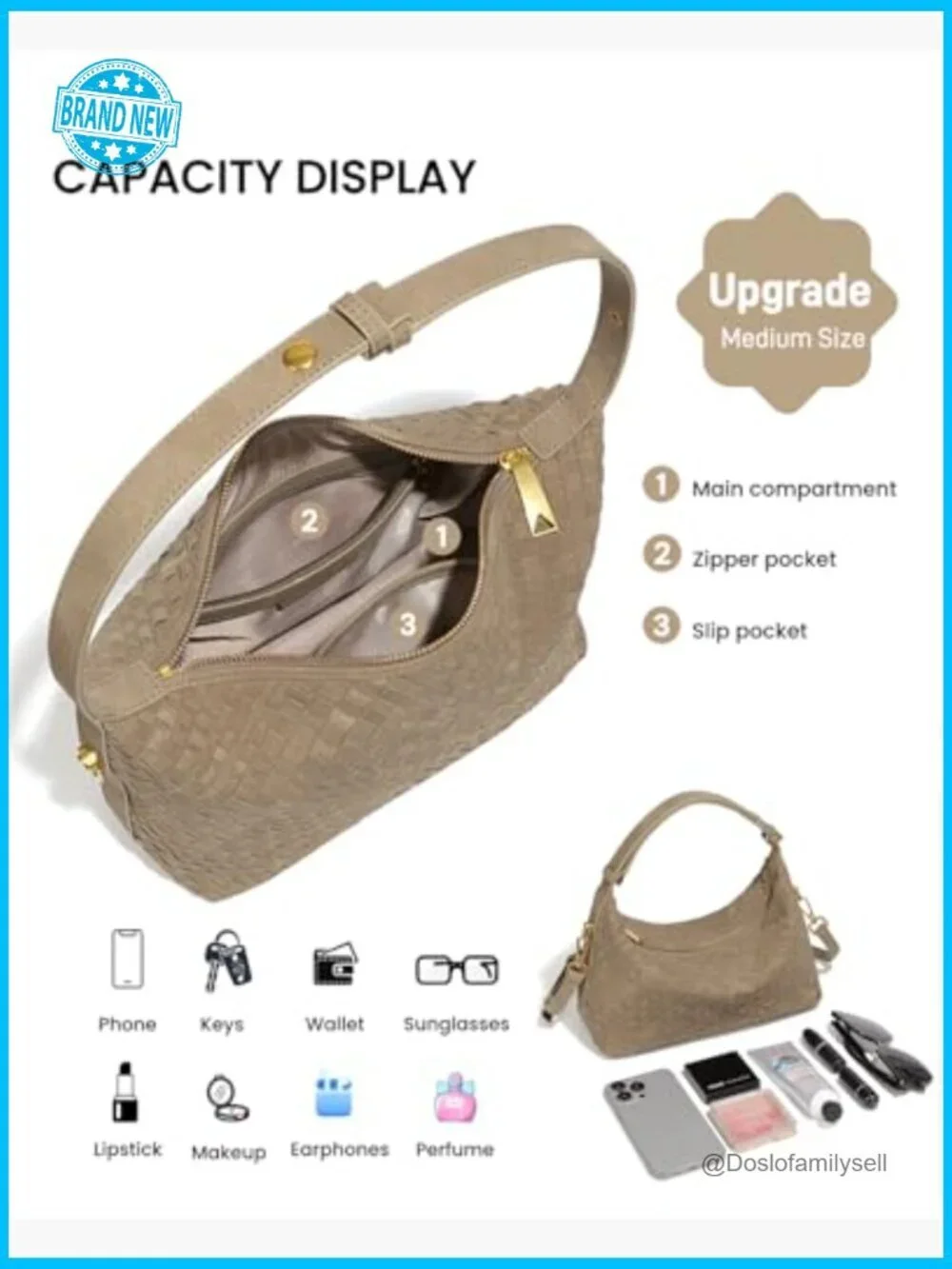 Woven Suede Hobo Bag Medium Slouchy Shoulder Crossbody Purse Adjustable Strap